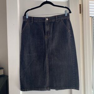 GAP Black Denim Midi Skirt